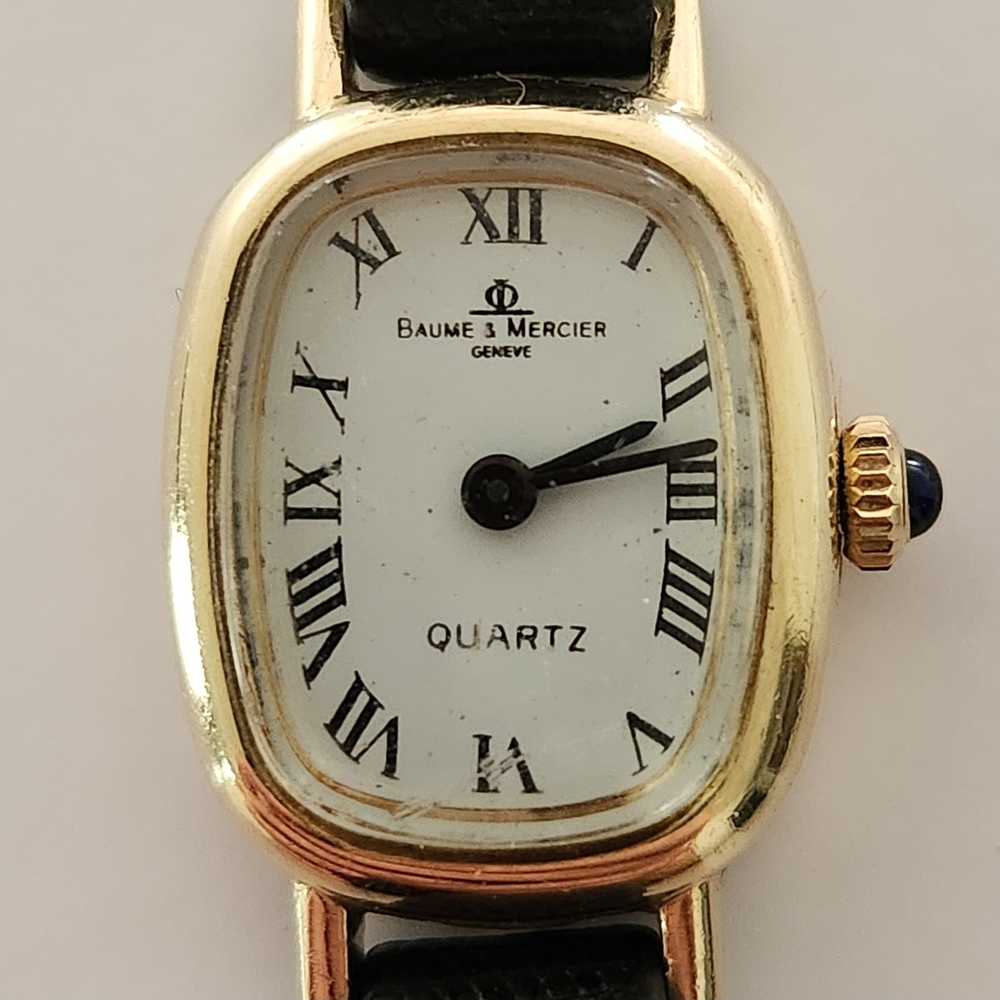 Vintage Baume & Mercier 14K Gold and Black Women's Wrist Watch